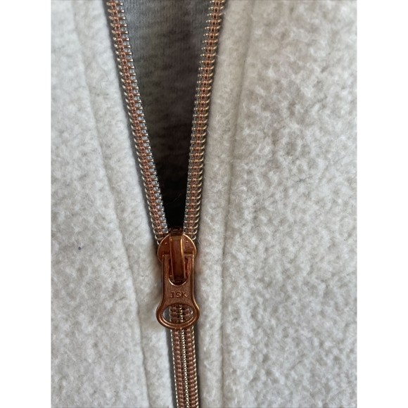 A New Day Jacket Womens Large Fleece White Gray Full Zip Closure Rose Gold Zip - Picture 3 of 9
